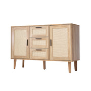 Sideboard Cabinet Cupboard w/ 2 Doors 3 Drawers Rattan Sideboard for Living Room