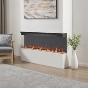 50 in Media Electric Fireplace Wall Glass Recessed Inset 3 Sided LED Fire Heater
