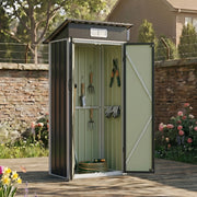 Metal Garden Shed 3X2FT Pent Roof Outdoor Tool Storage House with Lockable Door