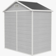 6x4ft Plastic Garden Shed w/ Windows Floor Utility Tool Storage House Grey Grain