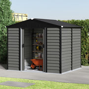 8 x 7FT Galvanised Garden Shed Apex Roof Outdoor Storage House with Foundation