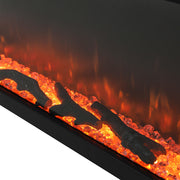80 inch Electric Fireplace 3 Sided Panoramic Fire Log Standing Insert LED Flames
