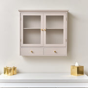 Pink Reeded Glass Wall Cabinet with Drawers cupboard wall shelving shelf