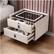 LED Nightstand Smart Bedside Table Modern End Table With USB Ports & Drawer