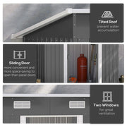 4x8 FT Flat Roof Steel Storage Shed, Pre-drilled Steel Panels, Outdoor Tool Shed