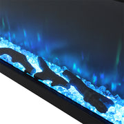 80 inch Electric Fireplace 3 Sided Panoramic Fire Log Standing Insert LED Flames