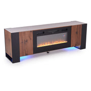 Wooden TV Stand Cabinet Unit with Electric Fireplace 12 Colour LED Fire Heater