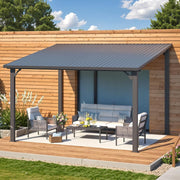 Aluminium Lean to Gazebo Outdoor Metal Harodtop Wall-Mounted Heavy Duty Pergolas