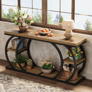 End Table for Living Room, 3-Tier Narrow Wood Couch C-Shaped Side Table, Natural