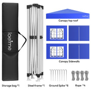 Heavy Duty 2.5x2.5m Pop Up Gazebo Waterproof Marquee with 4 Side Panels - Square