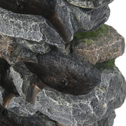 Multi-Tiers Rock LED Water Feature Garden Fountain Solar Powered Outdoor Statues