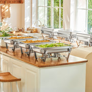 WILPREP 6 Pack Chafer Chafing Dish Set 9L Stainless Steel Bain Marie Food Warmer
