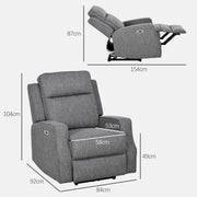 Electric Armchair, Fabric Recliner Chair with USB Port, Charcoal Grey