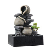 Tall Intdoor Water Fountain 3 Tiers Cascading Jugs Zen Meditation LED Waterfall