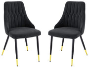 6 Black Velvet Dining Chairs set Gold Tip Legs velvet luxury dining chairs x 6