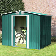 8x8 FT Peak Roof Steel Storage Shed, Pre-drilled Steel Panels, Outdoor Tool Shed