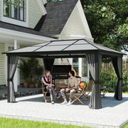 3.6 x 4m Aluminium Hardtop Gazebo Canopy with Polycarbonate Roof & Sidewalls