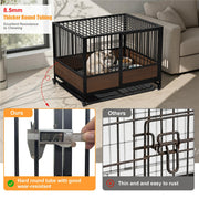 Rolling Cat Kitten Cage Metal Wood Pet Kennel House Enclosure Playpen Indoor