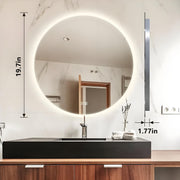 Round LED Bathroom Wall Mirror Demister Illuminated Light Up 500x500 Waterproof