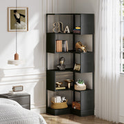 180cm Corner Bookshelf Unit, 6-Tier Floor Standing Bookcase Storage Display Rack