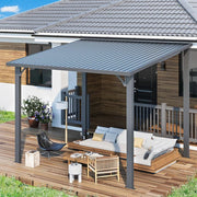 Aluminium Lean to Gazebo Outdoor Metal Harodtop Wall-Mounted Heavy Duty Pergolas