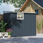 4 x 6ft Lean to Garden Storage Shed with Window, Dark Grey