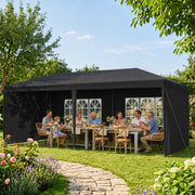 6m x 3m Garden Gazebo Marquee Canopy Party Tent Canopy Patio Dark Grey