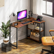 L-Shaped Computer Desk Study Workstation with 2 Shelves Refurbished