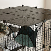 Large Cat Cage, Indoor Cat Enclosure, Four-Tier Cat Playpen with Hammock, Ramps