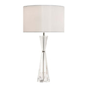 Dar Risha Crystal Glass Table Lamp Ivory Faux Silk Shade Polished Nickel 67cm