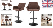 Bar Stools Set of 2 Adjustable Swivel Velvet Brown Modern Kitchen Dining
