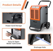 63L Commercial Dehumidifier Industrial Dehumidifier 5.5L Water Tank Mobile