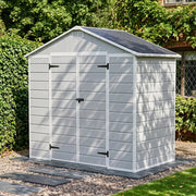 8 X 4FT Plastic Garden with Double Doors Lockable Outdoor Storage Shed W/ Window