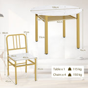 5 Pcs Dining Set Round Kitchen Table with 4 Matching Dining Chairs