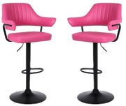 SET OF 2 PLUSH BAR STOOLS, GAS LIFT, BREAKFAST KITCHEN BAR PADDED ARMS & BACK