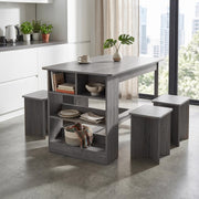 5pcs Dining Table and Stools Set Bar Dining Table Storage Shelf for Kitchen