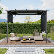 Garden Pergola Retractable Roof Canopy 3x3m Roll Up Side Outdoor Gazebo Shelter