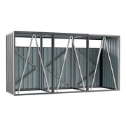 Dark Grey Galvanized Steel Outdoor Storage Shed with Multiple Doors