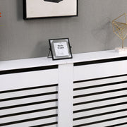 Kensington Radiator Cover Modern Traditional Horizontal Slat Cabinet MDF White
