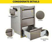 47x47x62cm Kitchen Patio Mount Drawer Stainless Steel Storage Cabinet Amber