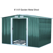6x8 FT Peak Roof Steel Storage Shed, Pre-drilled Steel Panels, Outdoor Tool Shed