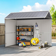 8x6ft Metal Garden Shed Outdoor Storage Shed w/ Doors Window, Grey
