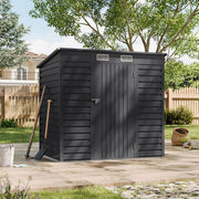 6.3x4.3ft Large Metal Garden Shed Flat Roof Tools Bike Storage House Anthracite