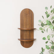 Dark Wood 2 Tier Arched Fluted Wall Shelf
