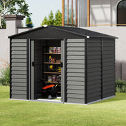 8X7FT Galvanised Metal Garden with Double Sliding Doors Outdoor Storage Shed UK