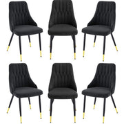 6 Black Velvet Dining Chairs set Gold Tip Legs velvet luxury dining chairs x 6