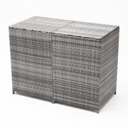 Rattan Garden Double Wheelie Bin Store Outdoor Dustbin Rubbish Storage Shed Box