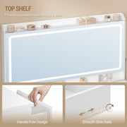 Vanity Dressing Table with LED Lighted Mirror & 11 Drawers Makeup Desk w/ Stool