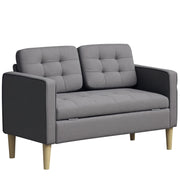 Compact 2 Seater Sofa with Hidden Storage and Rubberwood Legs Grey