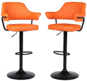 SET OF 2 PLUSH BAR STOOLS, GAS LIFT, BREAKFAST KITCHEN BAR PADDED ARMS & BACK